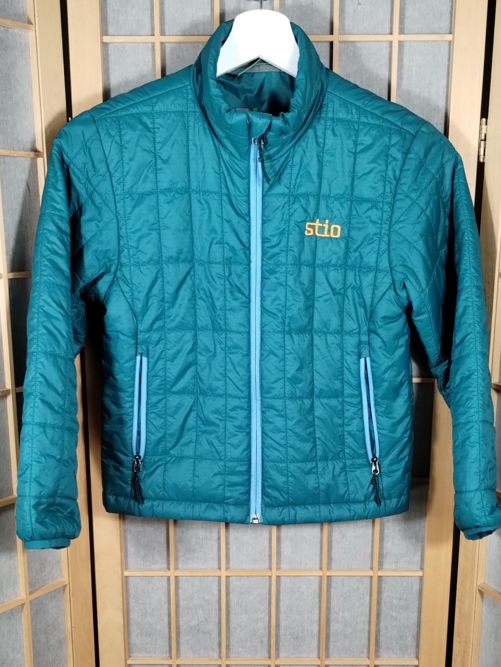 Stio Azura Teal Quilted Kids' Insulated Puffer Jacket with Contrast Zips Size 6